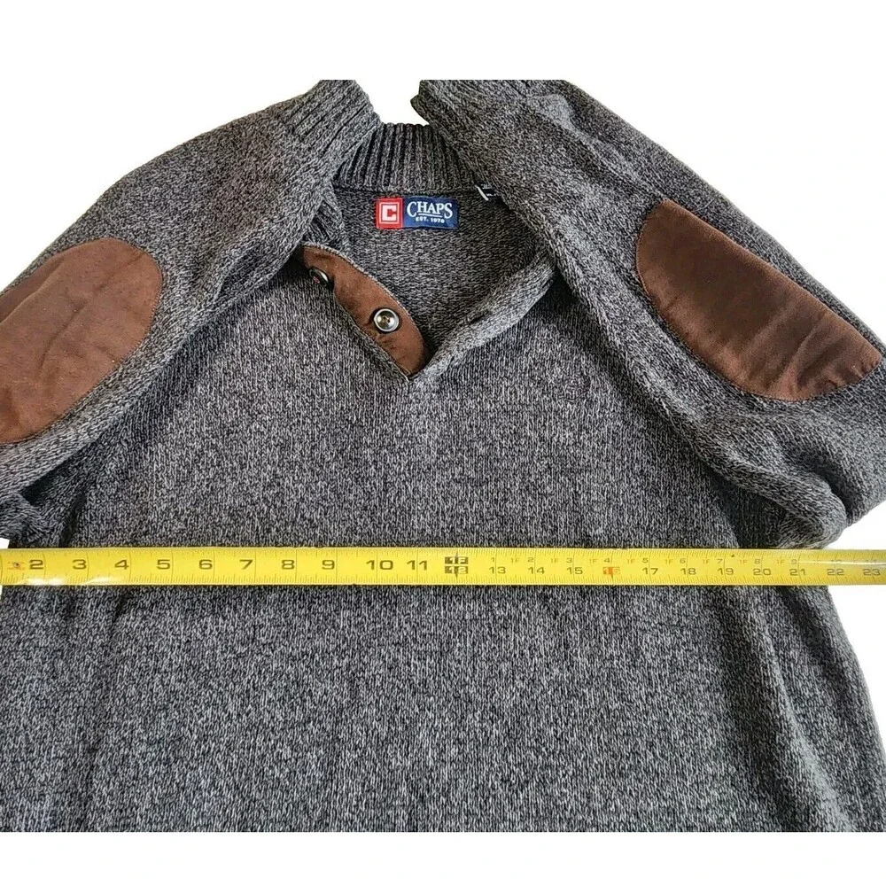 Mens Chaps Long Sleeve Quarter Button Sweater Sz XL 100% Cotton